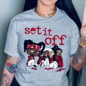 SET IT OFF LIGHT GRAY T SHIRT (SIZE SMALL)